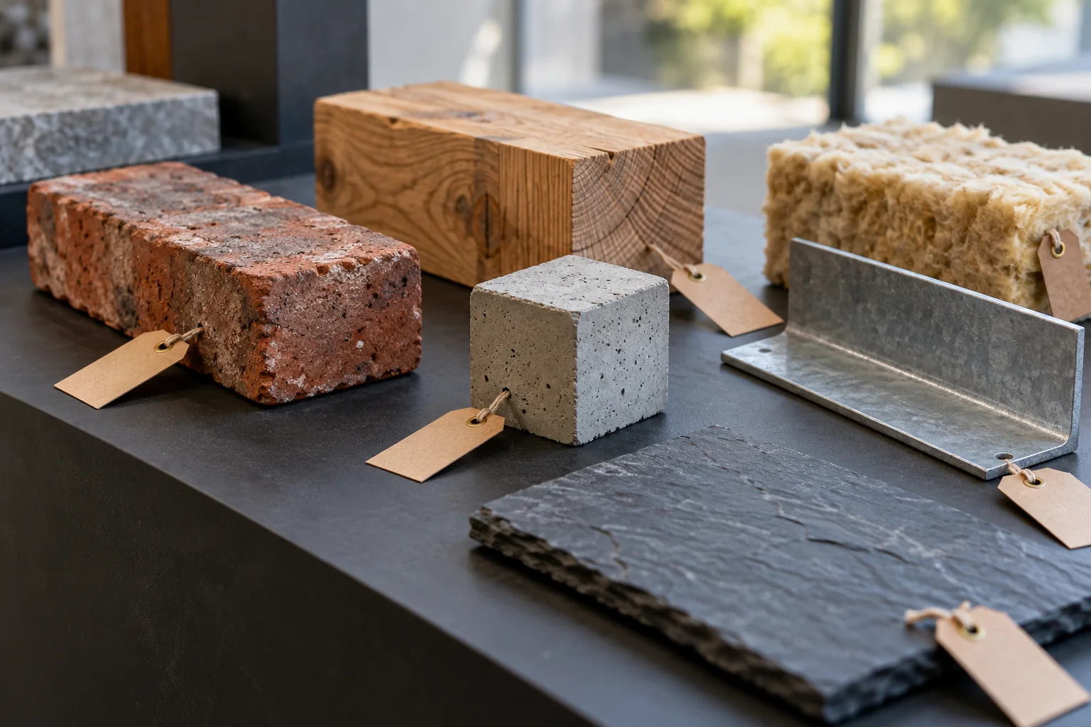 A selection of construction material samples for technical learning
