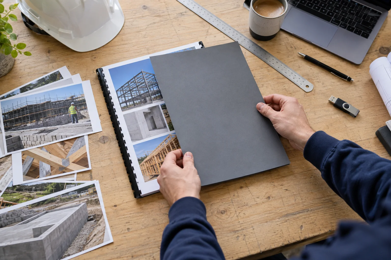 Training materials being organised into a submission portfolio